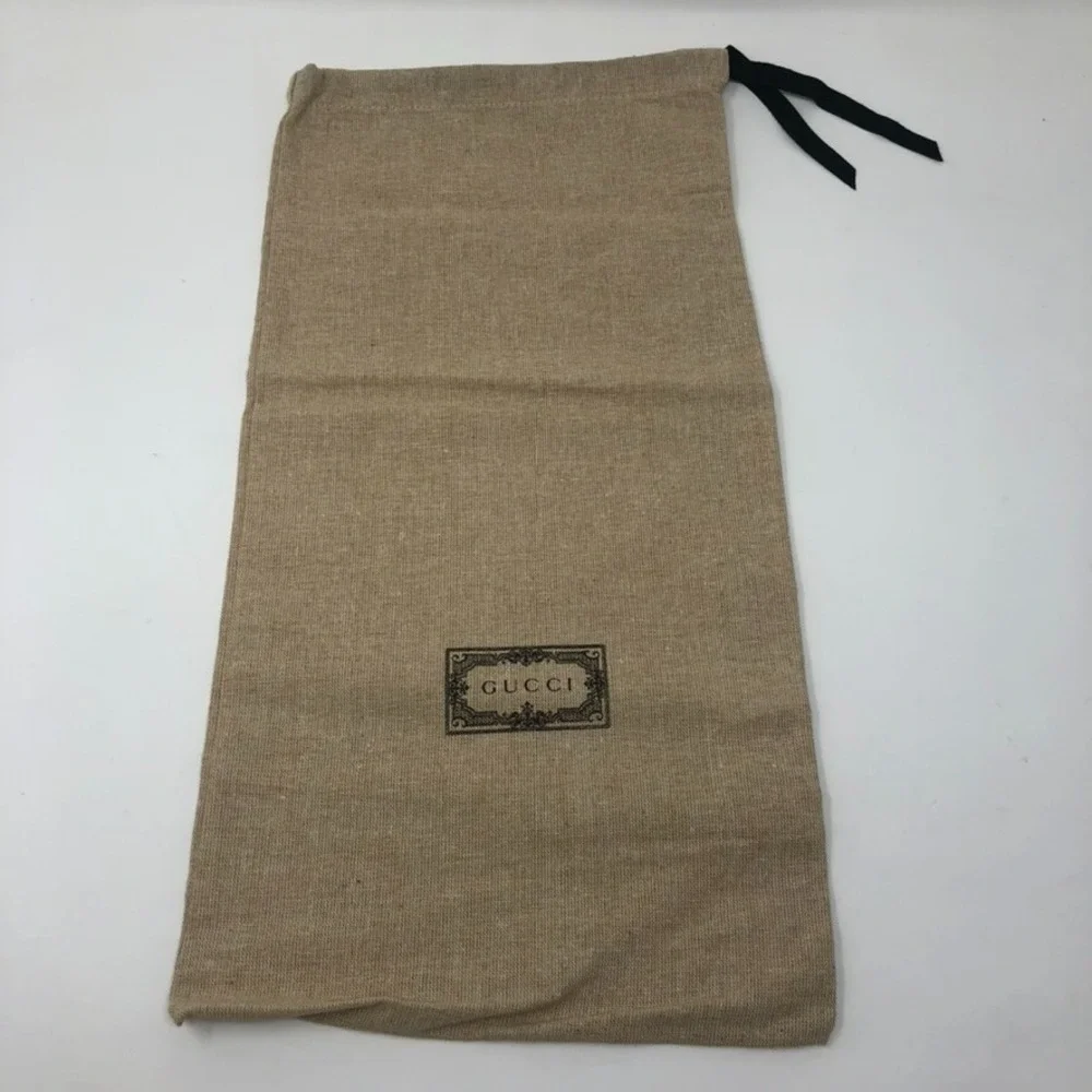 Authentic Gucci Shoe Canvas Dust Bag Set Logo Drawstring Travel Storage 16.5x8.5